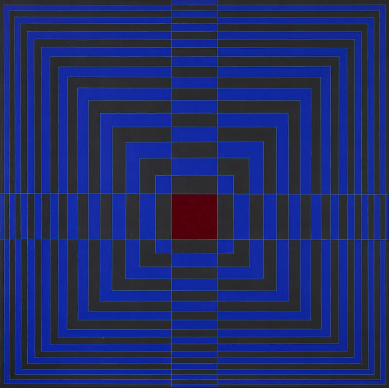 Blue cross with red