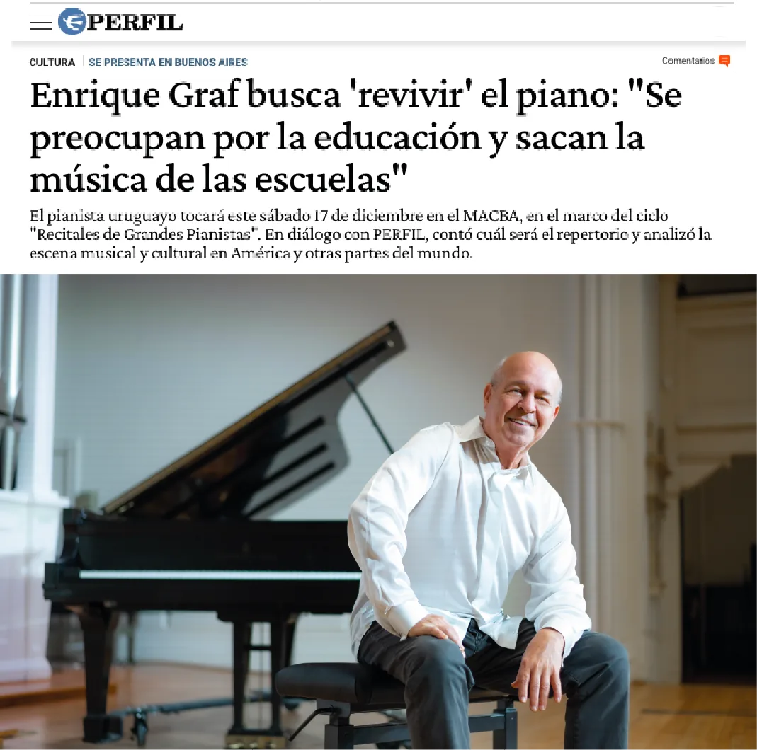 Enrique Graf busca ‘revivir’ el piano: «Se preocupan por la educación y sacan la música de las escuelas»